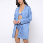 Longsleeve Kimono Robe With Belt and Embroidery Detail fisrt